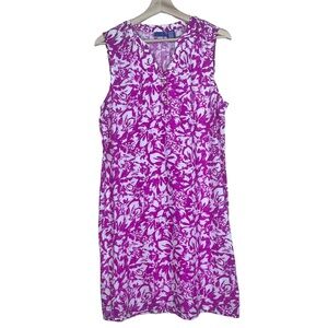 Caribbean Joe Floral Sleeveless Shift Dress Size M Tropical Resort Vacation Pink
